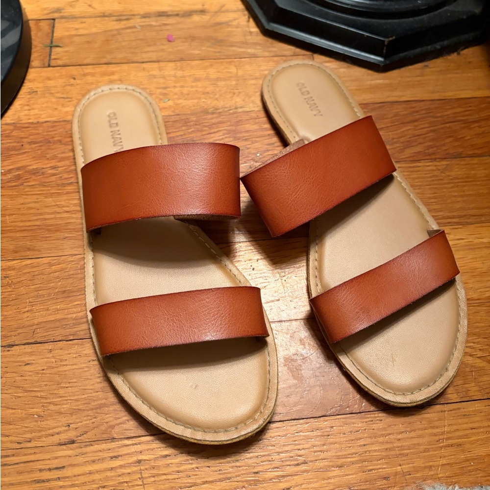OLD NAVY Brown Double-Strap Slide Sandals